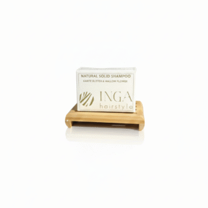 INGA HAIRSTYLE rinkinys - Natūralus kietasis šampūnas + bambukinis padėkliukas