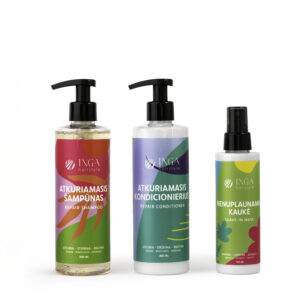 INGA HAIRSTYLE atkuriamasis rinkinys - šampūnas, kondicionierius, nenuplaunama kaukė