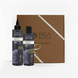 HAIR COMPANY PROFESSIONAL Ice Blonde rinkinys šaltam blond atspalviui šventinėje rudoje pakuotėje