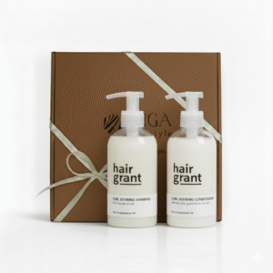 HAIR GRANT Curl Defining rinkinys garbanotiems plaukams šventinėje rudoje pakuotėje