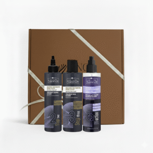 HAIR COMPANY PROFESSIONAL Ice Blonde rinkinys šaltam blond atspalviui su dvifaziu purškikliu šventinėje rudoje pakuotėje