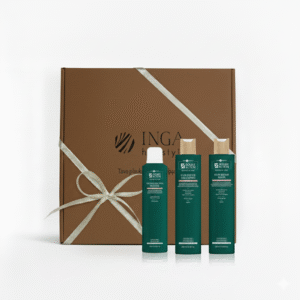 HAIR COMPANY PROFESSIONAL DOUBLE ACTION Rebuild atstatomasis rinkinys plaukams šventinėje rudoje pakuotėje