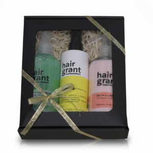 HAIR GRANT Super Volume & Detox rinkinys ploniems, apimties stokojantiems plaukams + Nutricream nenuplaunama kaukė šventinėje juodoje pakuotėje