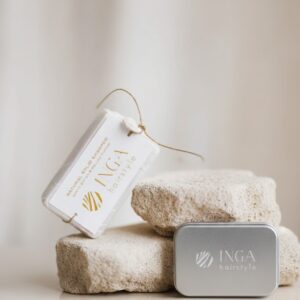 INGA HAIRSTYLE rinkinys - Natūralus kietasis šampūnas + dėžutė kietajam šampūnui